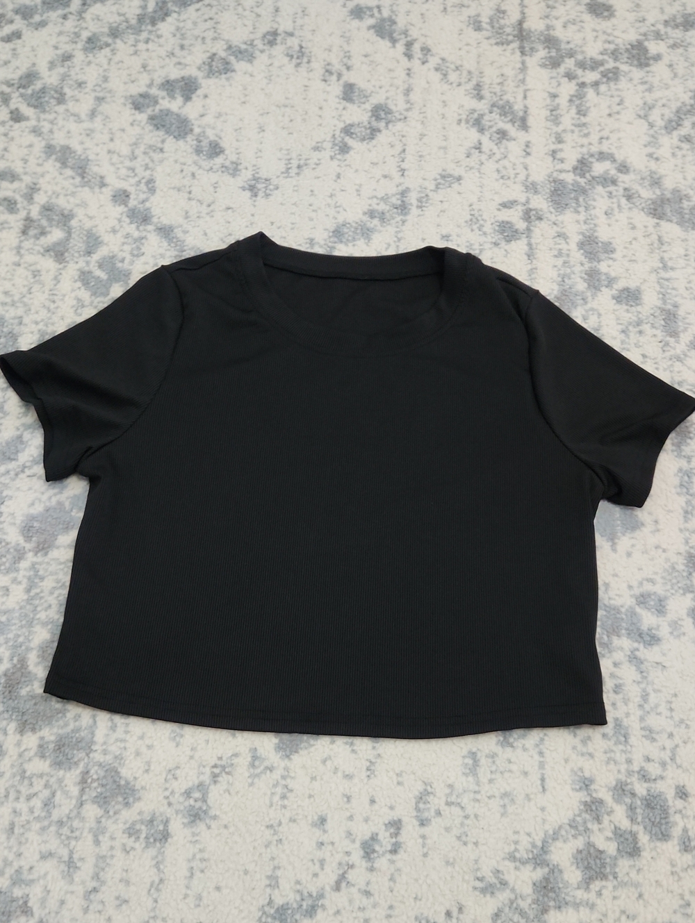 SHEIN Black Ribbed Short Sleeve Crop Top